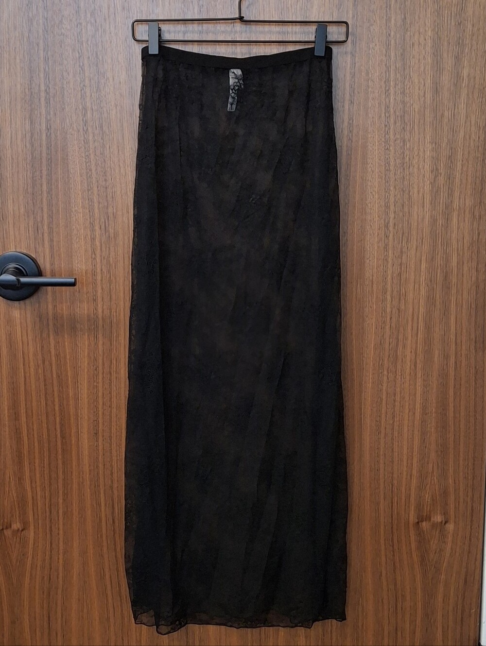 AUDEN Long Black Lace Slip Skirt SZ XL